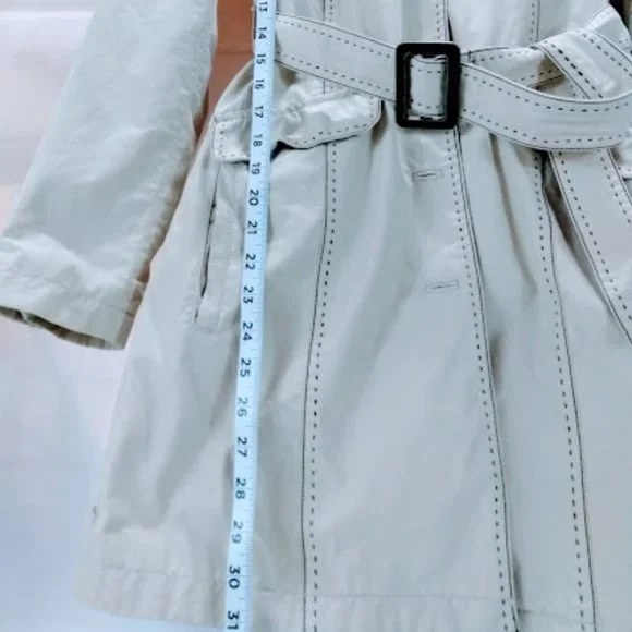 Eddie Bauer cream color coat with belt. - Picture 5 of 6